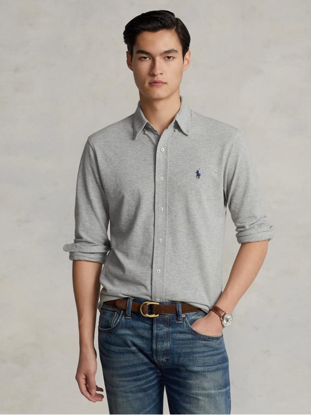 Polo by Ralph Lauren Light Gray Long-Sleeve Button-Down Shirt